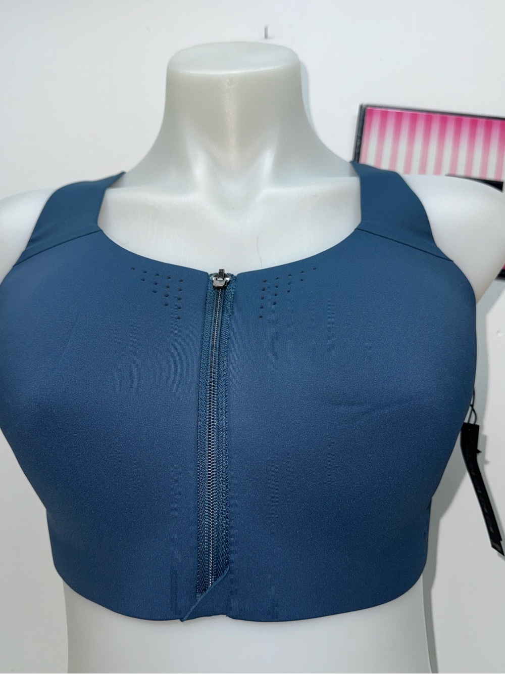 Victoria's Secret Front-Zip Slate Blue Sports Bra Sz 36DDD NWT